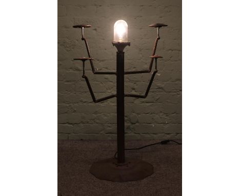 An industrial style standard lamp, with Stanley and Coughtrie, Glasgow fitting. 97cm tall.  Tested and is in working order.