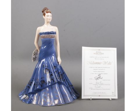 A limited edition Royal Worcester figurine; 'Midsummer Waltz'. Number 389/7500. With certificate. Height: 27cm.  