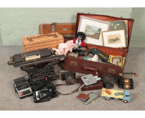 A quantity of assorted collectable including, Watts Empire trouser press, Underwood typewriter, Meopta Admira 8, Super Swinge