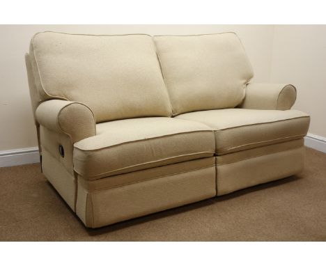 Marks & Spencer two seat reclining sofa upholstered in natural fabric, W175cm Condition Report Click here for further images,