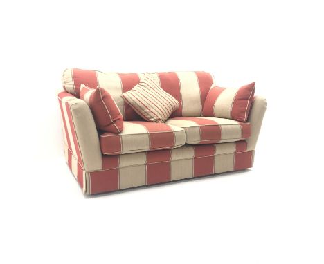 Alstons two seat sofa, upholstered in deep terracotta stripe fabric, W173cm Condition Report Click here for further images, c