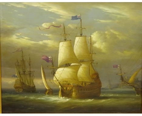Masted Vessels at Dusk, 20th century oil on panel signed verso Januska 39.5cm x 50cm Condition Report Click here for further 