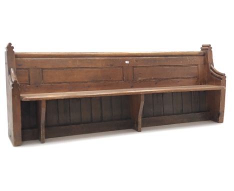 Victorian pine pew, shaped solid end supports (W235cm) provenance St Georges Church, Worcester Condition Report Click here fo