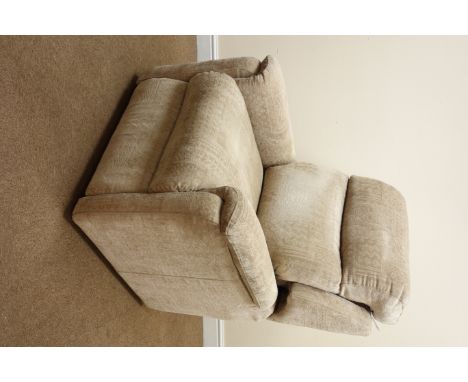 Cambridge electric rise and recliner armchair, upholstered in a beige fabric (W84cm) (18 months old) (This item is PAT tested