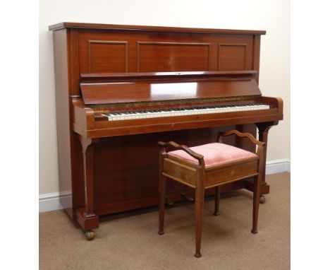 Waddington & Sones Ltd Model Two Bremar overstrung mahogany cased upright piano (W151cm, H127cm, D65cm) and piano stool (2) C