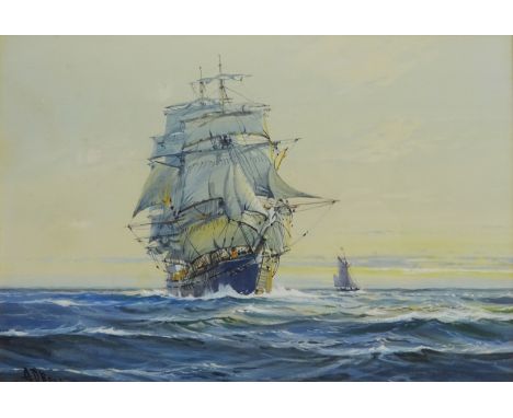 A D Bell (AKA Wilfred Knox British 1884-1966): Ship's Portrait - 'The Flying Cloud', watercolour signed, titled verso 24cm x 