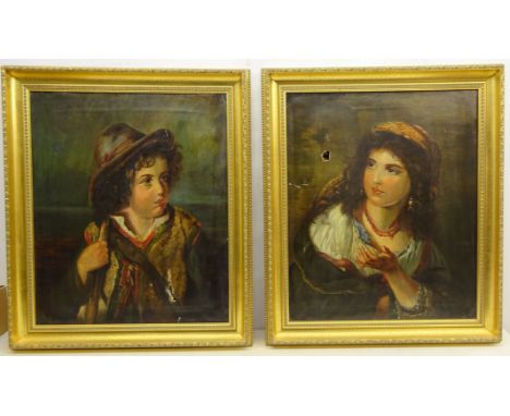Portrait of a Girl and Young Boy, pair of 19th century oils on canvas signed verso Fanny Padbury and dated 1882, 60cm x 50cm 