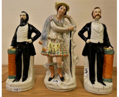 A pair of Staffordshire gentlemen, Moody and Sankey, together with a another of a Scotsman in a kilt (3).