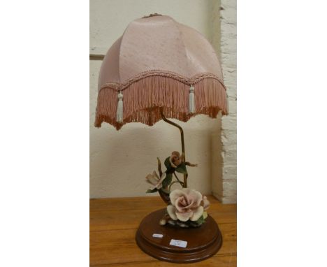 A china floral lamp with shade and four other table lamps (5). 