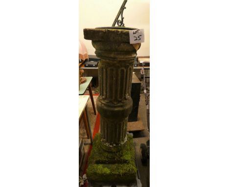 A reconstituted stone garden column, with sundial surmount, Please note this is heavy. 