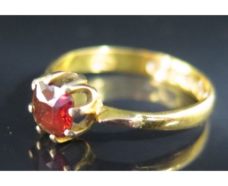 A Victorian 22 ct Gold and Garnet Ring, size L, 2 g