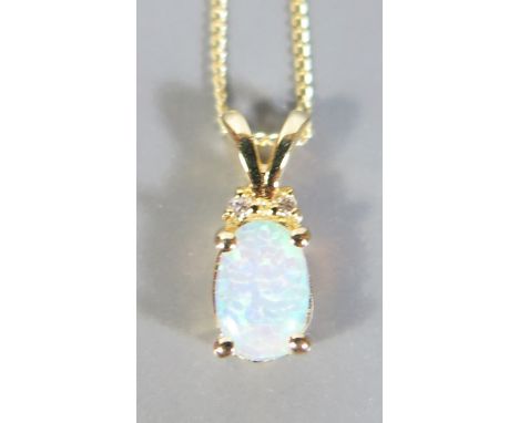 A 9ct Gold Opal Pendant on Necklace, .25 ct