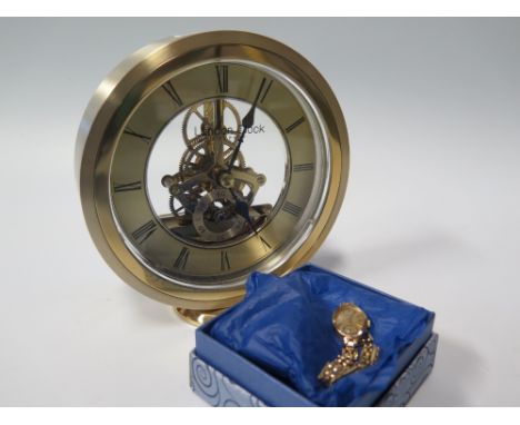 An Imado 9 ct Gold Ladies Quartz Watch on 9 ct bracelet, 7.9 g and London Clock Company Mantle Clock