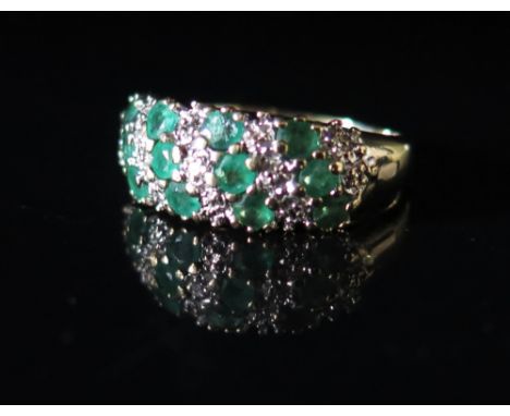 A 10K Emerald and Diamond Ring, size M.5, 3.1 g