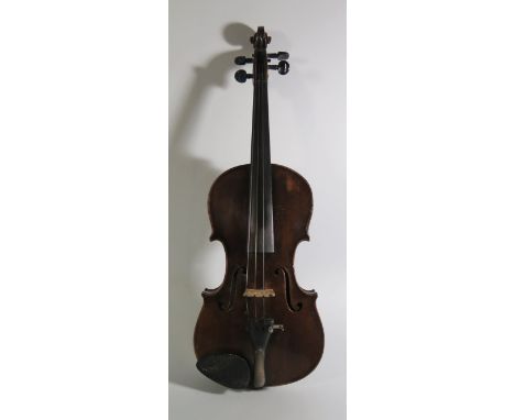 A German Copy of Antonius Stradivarius Violin, 14.5 cm, cased and with two bows in case