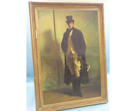 A large oil on canvas - portrait of John Ribblesdale after John Singer-Sargent, unsigned, 5ft. x 3ft. 4in.