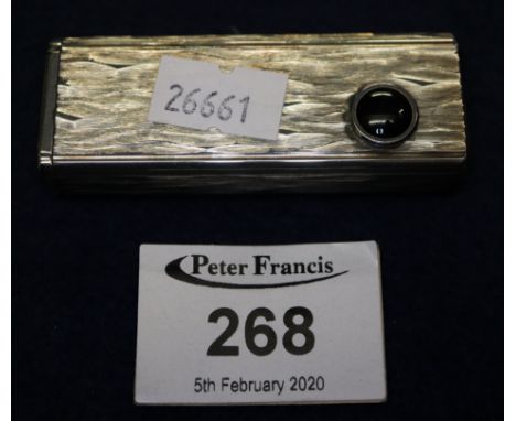Win white metal bark finish gas cigarette lighter with stone set button. (B.P. 24% incl. VAT)