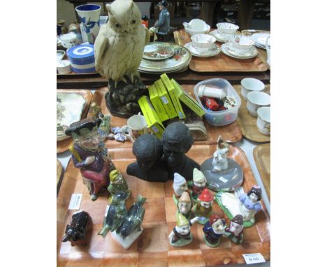 Two Trays of assorted items to include; diecast vehicles, unboxed, plastic ratio models, railway kit 00 gauge ratio, ceramic 