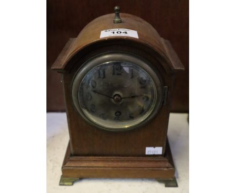 Small Branby & Rust of Hull oak single train metal mounted bracket clock. (B.P. 24% incl. VAT)
