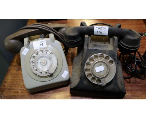 Vintage black bakelite telephone and a 1970's plastic GPO telephone. (2)(B.P. 24% incl. VAT)