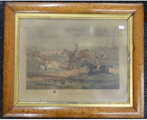 Three Victorian maple framed Hunting prints. Each 64 x 51.5 cm.