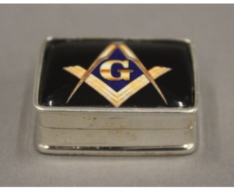 A silver Masonic snuff box. 3 cm wide.