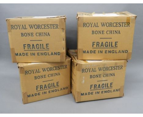 A large quantity of boxed Royal Worcester dinner wares, comprising: 16 cups, 16 saucers, 16 small plates (6" diameter), 15 me
