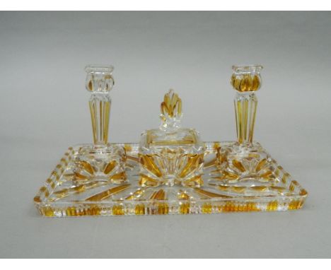 An Art Deco glass dressing set