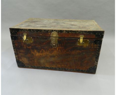 A late 19th century travelling trunk. 91 cm wide.