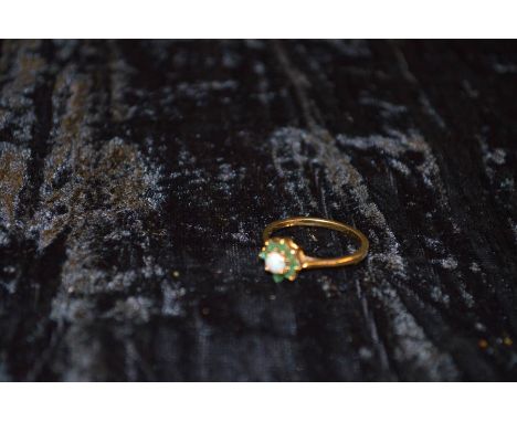 A 9ct Gold Opal and Emerald Ring 