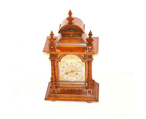 A Nice Mahogany Cased Bracket Clock, Brass and Silvered Dial
