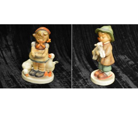 Two Hummel Figurines 'Goose Girl' and 'Boy with Lamb'