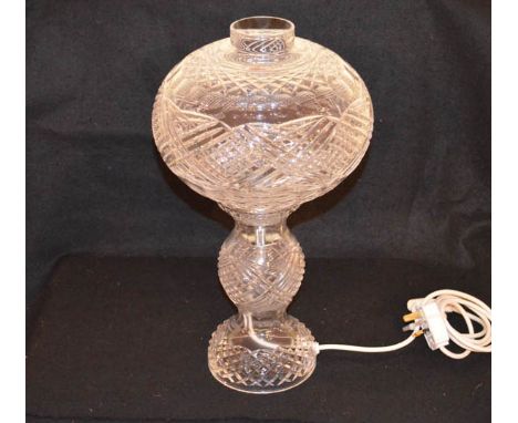 A Large Tyrone Crystal Table Lamp and Shade 