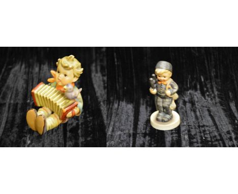 Two Hummel Figurines 'Chimney Sweep' and 'Boy with Squeeze Box'