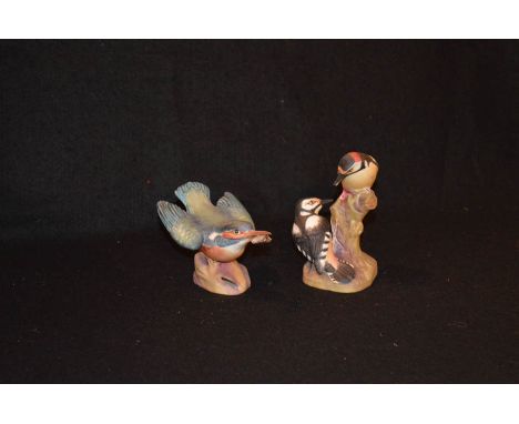 A Royal Worcester 'King Fisher' and a Royal Worcester 'Pied Wood Pecker' Figurine