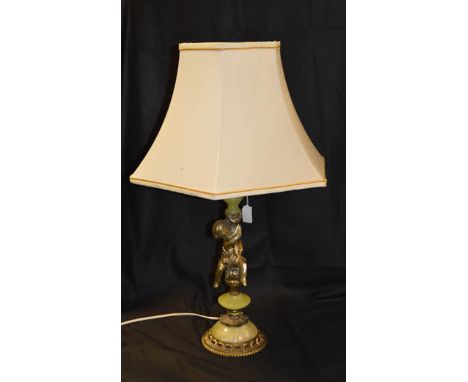 An Onyx and Gilt Based Table Lamp and Shade