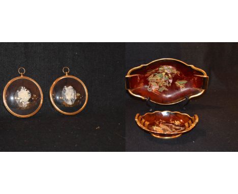 A Carltonware 'Royal Rouge' Dish, Another and Two Small Miniatures