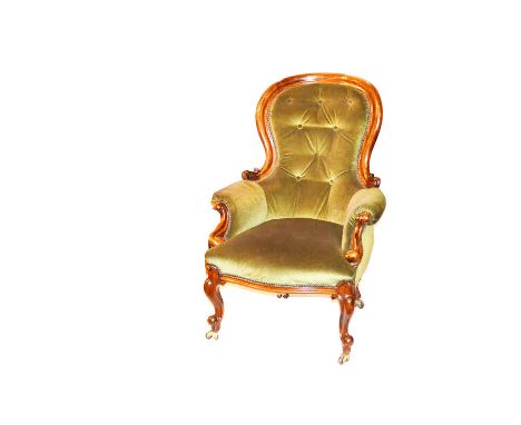 A Large Mahogany Framed Button Back Armchair 