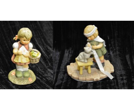Two Hummel Figurines 'Tender Loving Care' and 'Sealed with a Kiss'