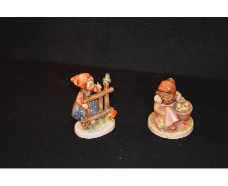 Two Hummel Figurines 'Girl at Style' and 'The Chick Girl'