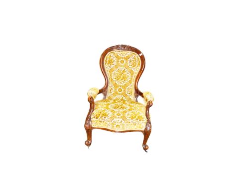 A Very Nice Mahogany Framed Button Back Armchair 