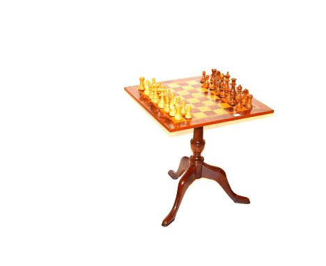 A Nice Inlaid Games Table and Chess Set 