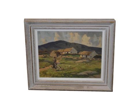 An Oil Painting 'Feeding the Chickens' - M C Wilks 