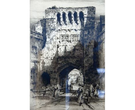 ALBANY H. HOWARTH (1872-1936) ARTIST SIGNED ETCHING 'The Gateway, Winchester' 15 3/4" x 10 3/4" (49cm x 27.3cm) 