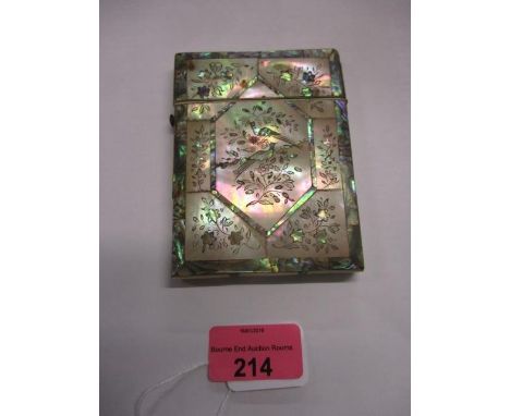 Victorian inlaid mother of pearl card case A/F 