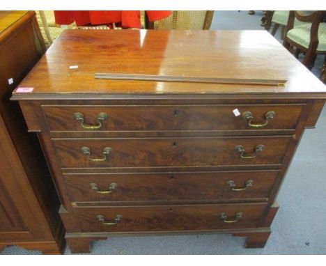 A mahogany chest of four graduating drawers on bracket feet, A/F 