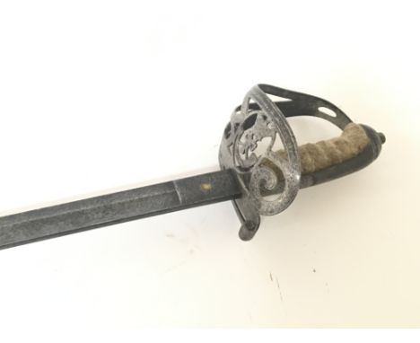 An 1827 pattern rifles sword the steel blade with traces of the regimental insignia engraving no scabbard. Length 95cm.