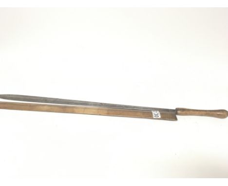 An unusual antique sword with a soft leather grip and conforming scabbard steel blade length 89cm