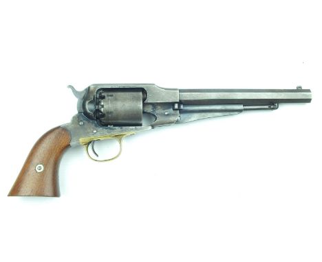 A six-shot .44Cal percussion Remington New Model Army, 8inch sighted octagonal barrel stamped PATENTED SEPT. 14.1858 E. REMIN