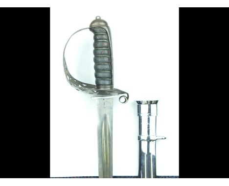 An 1892 Pattern Household Cavalry Trooper's sword, 87cm slightly curved fullered blade with numerous Ordnance and date stamps